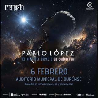 Fechas, información, programa, cartel, imágenes, mapa y ubicación de Pablo López - El Niño del Espacio en Concierto (2026)  en  Ourense