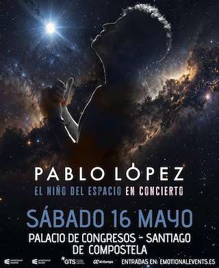 Fechas, información, programa, cartel, imágenes, mapa y ubicación de Pablo López - El Niño del Espacio en Concierto (2026)  en  Santiago de Compostela