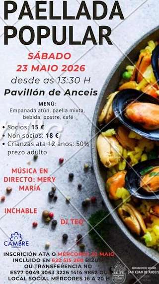 Fechas, información, programa, cartel, imágenes, mapa y ubicación de Paellada Popular de Anceis (2026)  en  Cambre