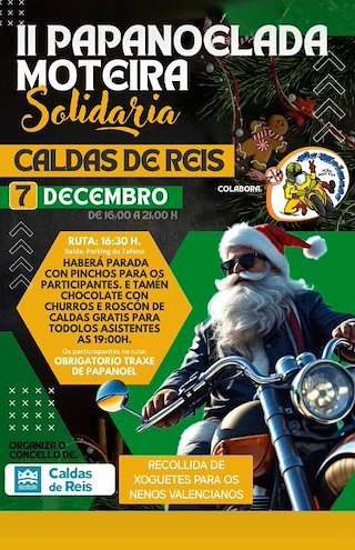 Fechas, información, programa, cartel, imágenes, mapa y ubicación de Papanoelada Moteira Solidaria  en  Caldas de Reis