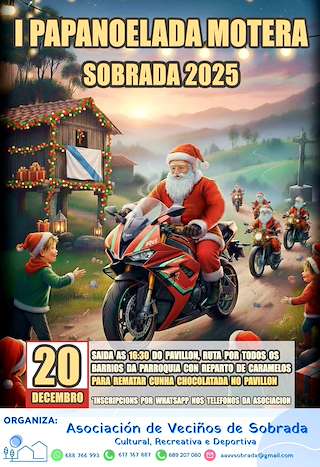 Fechas, información, programa, cartel, imágenes, mapa y ubicación de I Papanoelada Motera de Sobrada  (2025)  en  Tomiño