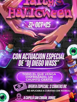Fechas, información, programa, cartel, imágenes, mapa y ubicación de Party Halloween de Donas (2025)  en  Gondomar