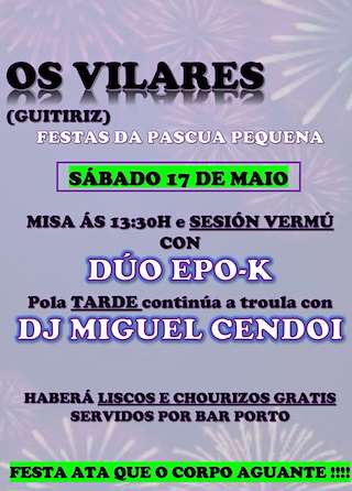 Fechas, información, programa, cartel, imágenes, mapa y ubicación de Pascua Pequena de Os Vilares  en  Guitiriz