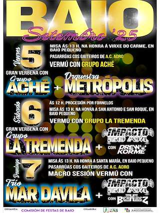 Fechas, información, programa, cartel, imágenes, mapa y ubicación de Patronais de Baio  en  Zas