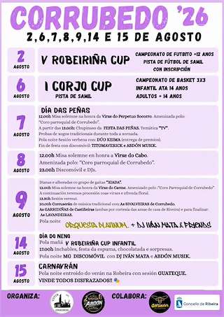 Fechas, información, programa, cartel, imágenes, mapa y ubicación de Patronais de Corrubedo (2026) en Ribeira