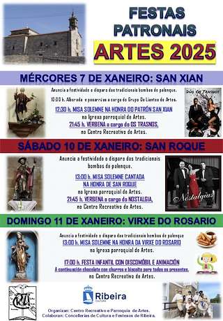Fechas, información, programa, cartel, imágenes, mapa y ubicación de Patronales de Artes  (2026) en Ribeira