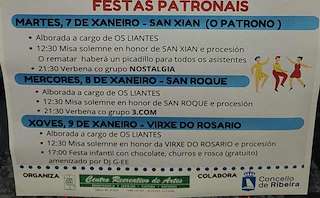 Fechas, información, programa, cartel, imágenes, mapa y ubicación de Patronales de Artes   en  Ribeira