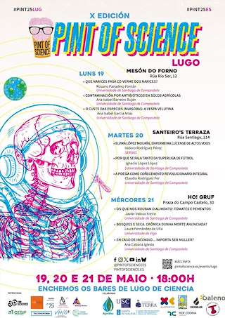 Fechas, información, programa, cartel, imágenes, mapa y ubicación de X Pint of Science  en  Lugo