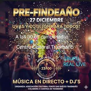 Fechas, información, programa, cartel, imágenes, mapa y ubicación de Pre Fin de Año de Trasmañó (2025)  en  Redondela