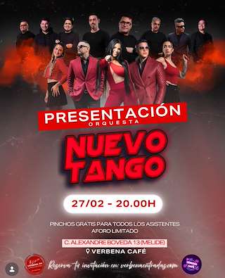 Fechas, información, programa, cartel, imágenes, mapa y ubicación de Presentación Orquesta Nuevo Tango (2026)  en  Melide