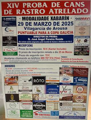 Fechas, información, programa, cartel, imágenes, mapa y ubicación de XIV Proba de Cans de Rastro  en  Vilagarcía de Arousa