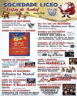 Programa de Navidad de la Sociedad Liceo en Noia