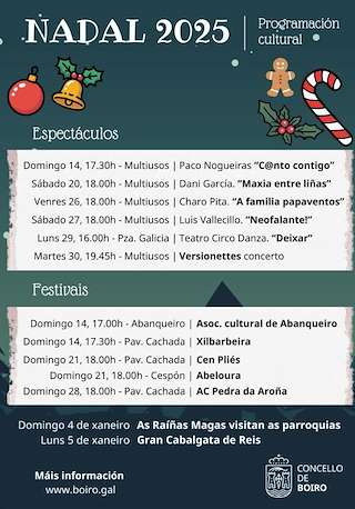 Fechas, información, programa, cartel, imágenes, mapa y ubicación de Programa de Navidad – Cabalgata de Reyes (2025-2026) en Boiro