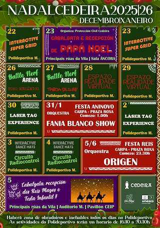 Fechas, información, programa, cartel, imágenes, mapa y ubicación de Programa de Navidad – Cabalgata de Reyes (2025-2026) en Cedeira