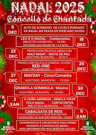 Fechas, información, programa, cartel, imágenes, mapa y ubicación de Programa de Navidad – Cabalgata de Reyes (2025-2026) en Chantada
