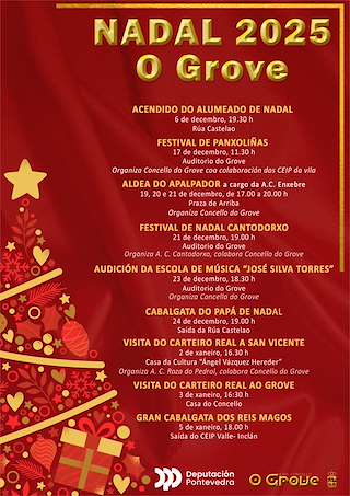 Fechas, información, programa, cartel, imágenes, mapa y ubicación de Programa de Navidad – Cabalgata de Reyes (2025-2026) en O Grove