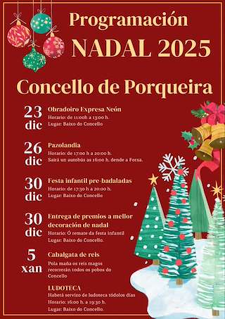 Fechas, información, programa, cartel, imágenes, mapa y ubicación de Programa de Navidad – Cabalgata de Reyes (2025-2026) en Porqueira
