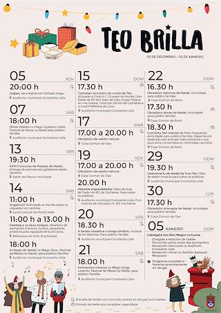Fechas, información, programa, cartel, imágenes, mapa y ubicación de Programa de Nadal - Cabalgata de Reis  en  Teo