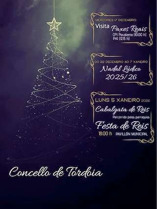 Fechas, información, programa, cartel, imágenes, mapa y ubicación de Programa de Navidad – Cabalgata de Reyes (2025-2026) en Tordoia