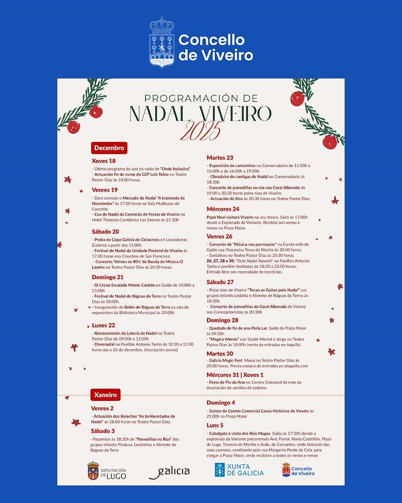 Programa de Navidad – Cabalgata de Reyes (2025-2026) en Viveiro
