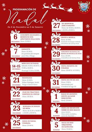 Fechas, información, programa, cartel, imágenes, mapa y ubicación de Programa de Nadal da Sociedade Liceo de Noia