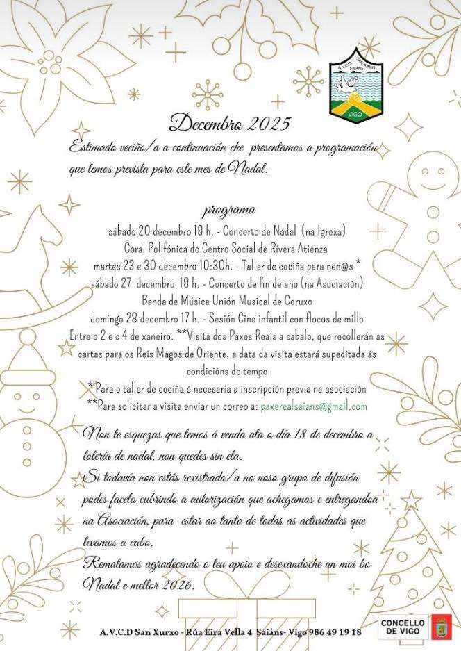 Programa de Navidad de Saiáns en Vigo