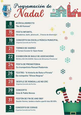 Fechas, información, programa, cartel, imágenes, mapa y ubicación de Programa de Nadal do CRC do Porriño