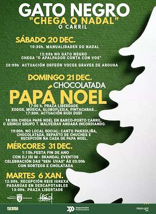 Fechas, información, programa, cartel, imágenes, mapa y ubicación de Programa de Navidad – Recepción de Reyes del Gato Negro (2025-2026) en Vilagarcía de Arousa