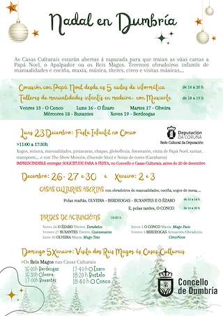 Fechas, información, programa, cartel, imágenes, mapa y ubicación de Programa de Nadal - Visita dos Reis  en  Dumbría