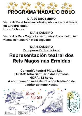 Fechas, información, programa, cartel, imágenes, mapa y ubicación de Programa de Nadal - Visita dos Reis  en  O Bolo