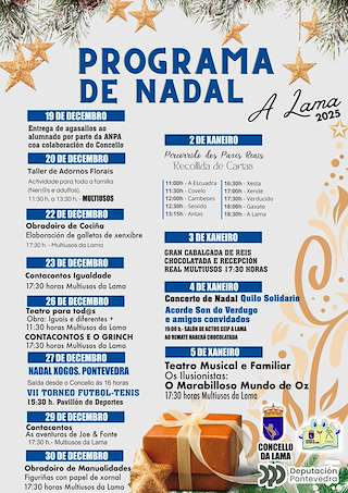 Fechas, información, programa, cartel, imágenes, mapa y ubicación de Programa de Navidad – Cabalgata de Reyes (2025-2026)  en  A Lama