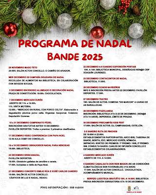 Fechas, información, programa, cartel, imágenes, mapa y ubicación de Programa de Navidad – Cabalgata de Reyes (2025-2026)  en  Bande
