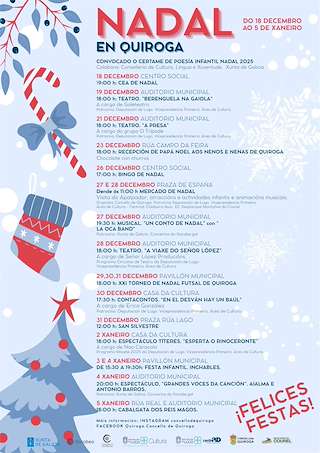 Fechas, información, programa, cartel, imágenes, mapa y ubicación de Programa de Navidad – Cabalgata de Reyes (2025-2026) en Quiroga