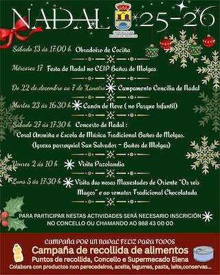 Fechas, información, programa, cartel, imágenes, mapa y ubicación de Programa de Navidad – Visita de los Reyes (2025-2026) en Baños de Molgas