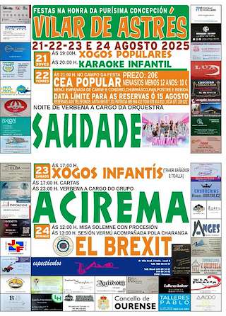Fechas, información, programa, cartel, imágenes, mapa y ubicación de Purísima Concepción de Vilar de Astrés  en  Ourense