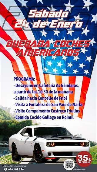 Fechas, información, programa, cartel, imágenes, mapa y ubicación de Quedada de Coches Americanos (2026)  en  Lugo