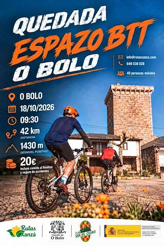 Fechas, información, programa, cartel, imágenes, mapa y ubicación de Quedada Espazo BTT (2026)  en  O Bolo