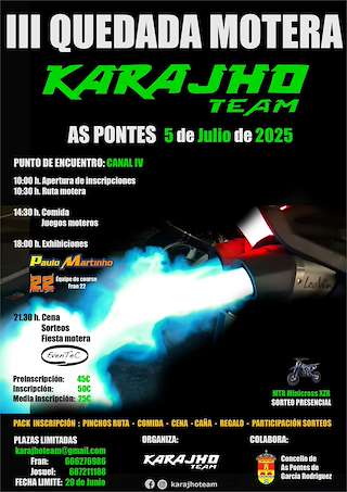 Fechas, información, programa, cartel, imágenes, mapa y ubicación de III Quedada Motera Karajho Team  en  As Pontes de García Rodríguez