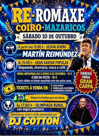 Fechas, información, programa, cartel, imágenes, mapa y ubicación de Re-Romaxe de Coiro (2026)  en  Mazaricos