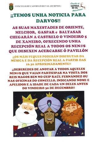 Fechas, información, programa, cartel, imágenes, mapa y ubicación de Recepción de Reis  en  Castrelo do Val