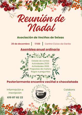 Fechas, información, programa, cartel, imágenes, mapa y ubicación de Reunión de Navidad de Seixas (2025)  en  As Somozas