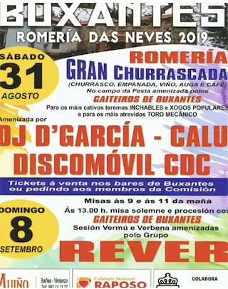 Romaría da Virxe das Neves de Buxantes (2026) en Dumbría