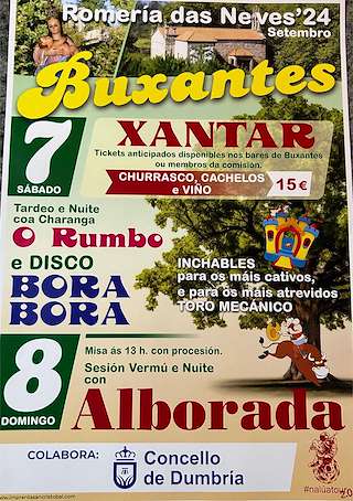 Romaría da Virxe das Neves de Buxantes (2026) en Dumbría