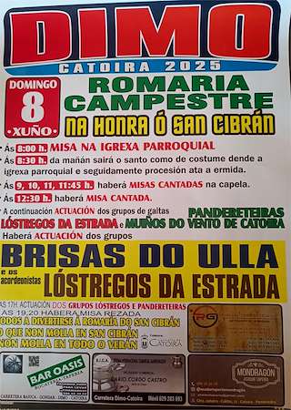 Fechas, información, programa, cartel, imágenes, mapa y ubicación de Romaría Campestre de San Cibrán de Dimo  en  Catoira