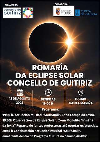 Fechas, información, programa, cartel, imágenes, mapa y ubicación de Romaría da Eclipse Solar (2026)  en  Guitiriz