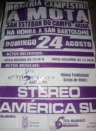 Fechas, información, programa, cartel, imágenes, mapa y ubicación de Romaría da Mota Pequena  en  Arzúa
