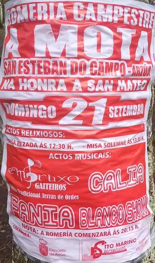 Fechas, información, programa, cartel, imágenes, mapa y ubicación de Romaría da Mota - San Mateo (2026)  en  Arzúa