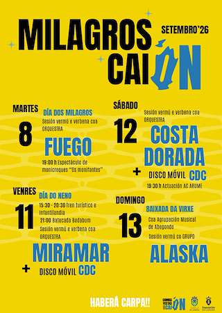 Fechas, información, programa, cartel, imágenes, mapa y ubicación de Romaría da Nosa Señora dos Milagros de Caión (2026)  en  A Laracha