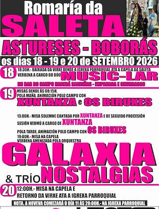 Fechas, información, programa, cartel, imágenes, mapa y ubicación de Romaría da Saleta de Astureses (2026) en Boborás