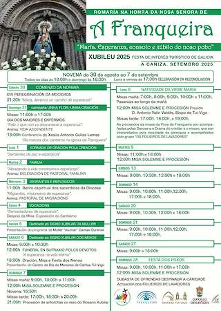 Fechas, información, programa, cartel, imágenes, mapa y ubicación de Romaría da Virxe da Franqueira  en  A Cañiza